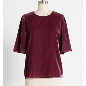 Modcloth A Vixen for Velvet Short Sleeve Blouse Top in Red